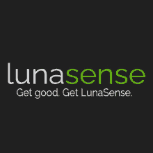 a black background with green text that says lunasense