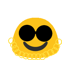 a yellow smiley face with sunglasses and a gold chain around it