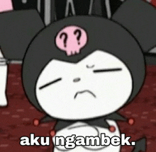 a cartoon character with a skull on his head and the words aku ngambek