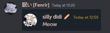 a screenshot of a discord conversation between fenrir and silly didi and meow