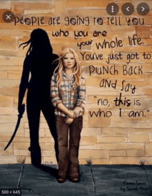 a painting of a girl with a quote on it