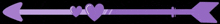 a purple arrow with hearts on it on a black background