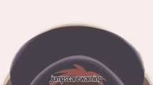 a close up of a person wearing a hat with the words jumpscare warning written on it