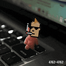 a cartoon character is sitting on the delete key