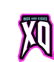 a pink and black logo for hugs and kisses