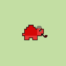 a pixel art drawing of an elephant with a pipe in its mouth