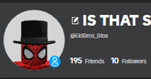 a spider man wearing a top hat has 195 friends