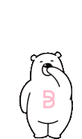 a cartoon polar bear with the letter b on its chest