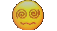 a pixelated smiley face with a swirl in the eyes