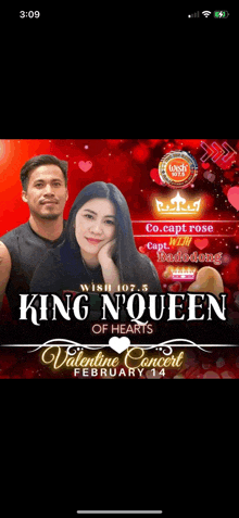 a king and queen of hearts valentine concert on february 14th