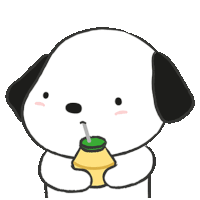 a cartoon dog is drinking from a cup with a straw