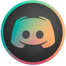 the discord logo is in a circle with a rainbow gradient .