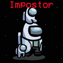 among us characters with the word impostor written in red