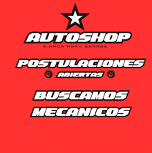 a red background with the words autoshop mirror park garage