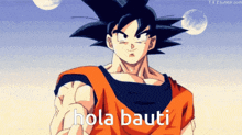 a picture of a cartoon character with the words hola bauti on it