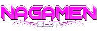 a logo for nagamen slot that is pink