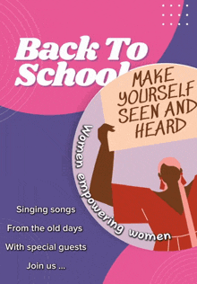 a poster that says back to school with a woman holding a sign