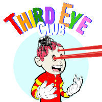 a third eye club logo with a spider coming out of his eyes