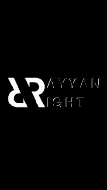 a white logo on a black background for rayyan right