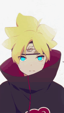 a drawing of a boy with blue eyes wearing a headband