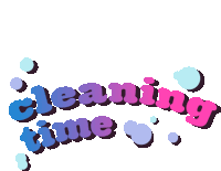 a logo that says cleaning time with bubbles in the background