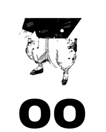 a black and white drawing of a person 's legs with the letters 00 below them .