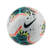 a white nike soccer ball with a colorful design on it is on a white background .