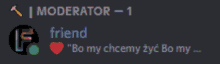 a screenshot of a discord conversation between imoderator and friend