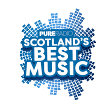 pure radio scotland 's best music logo on a blue background