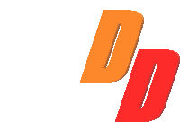 a red and orange dd logo on a white background