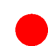 a red circle is on a white background .