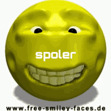 a yellow smiley face with the word spoiler written on it