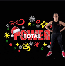 a woman is standing in front of a sign that says totalen