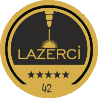 a logo for lazerci shows a laser beam