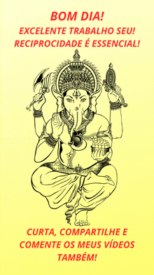 a drawing of a deity with the words bom dia