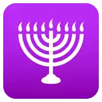 a purple icon with a menorah and candles on it