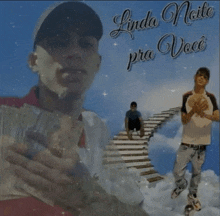 a picture of a man holding a stack of money with the words linda noite pra voce below him