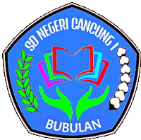 a logo for sd negeri cancung bubulan with a book in the center