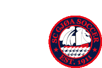 a logo for sc gjoa soccer with a sailboat in the middle