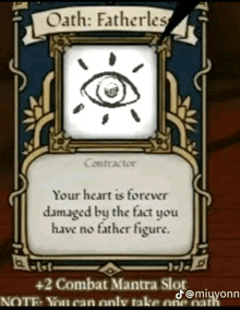 a card that says " your heart is forever damaged by the fact you have no father figure " on it