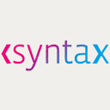 a white background with the word syntax in pink and blue