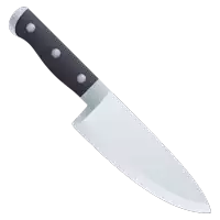 a knife with a black handle and silver buttons on it