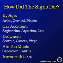 a blue sign that says how did the signs die on it