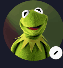 kermit the frog is smiling in a circle with a pen