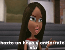 a cartoon of a girl with the words hazte un hoyo y entierrate xfa