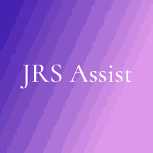 a purple background with the words jrs assist in white