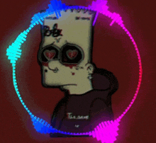 bart simpson wearing sunglasses and a black hoodie with the word the same on the front