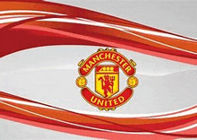 a manchester united logo on a red and white background