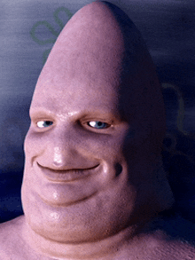 a close up of a man 's face that looks like patrick star