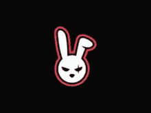 a white rabbit with a red outline and a black background .